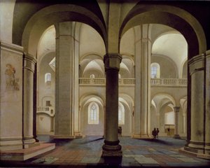 Interiør i kirken Saint Mary i Utrecht, 1637 (olje på eikepanel)